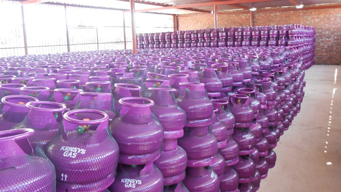 warehouse full with gas cylinders